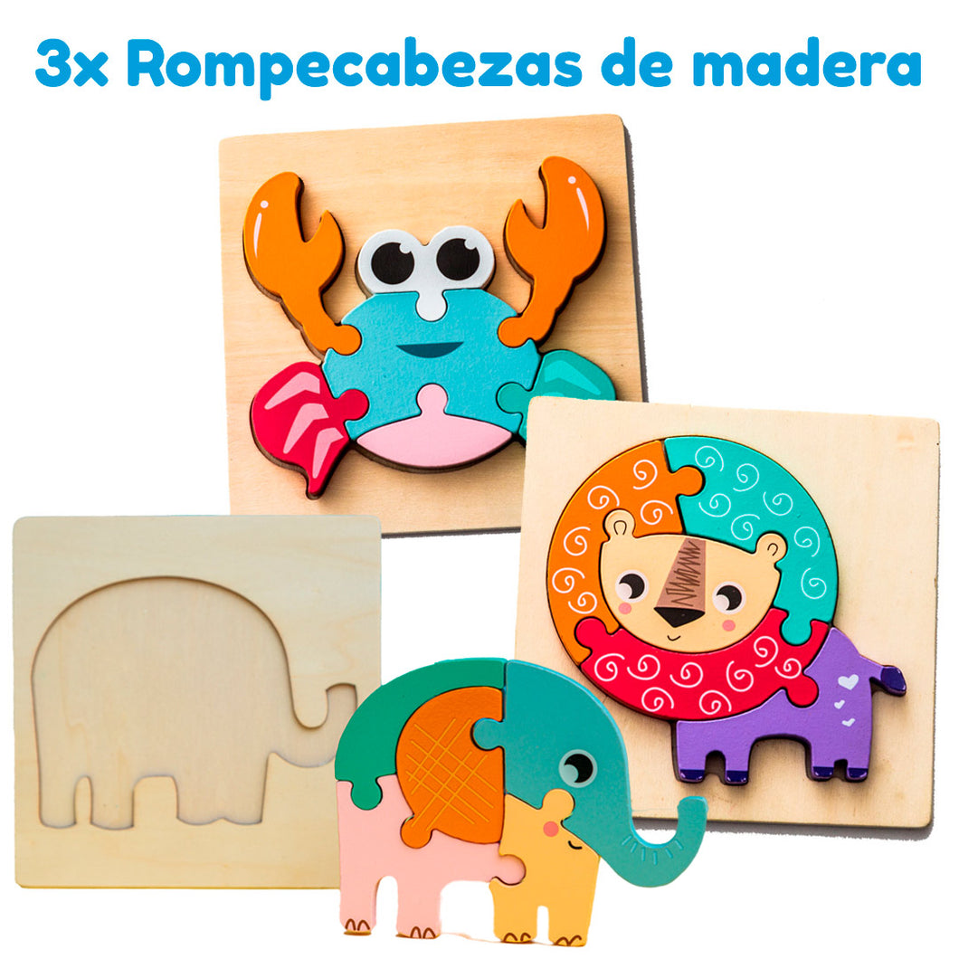 3 Rompecabezas de Madera